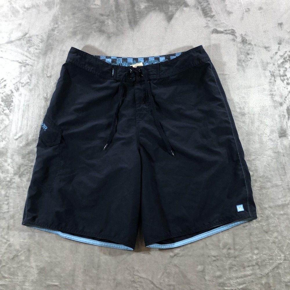 VTG Quiksilver Board Shorts Mens 34 Blue Swim Trunks Y2K Quick Dry Surf Pocket